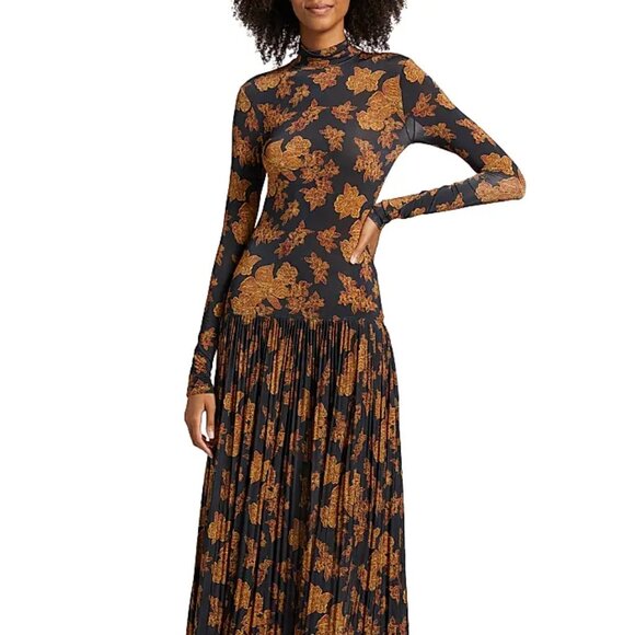 NWT - ULLA JOHNSON Amaya Floral Maxi Dress In Onyx, Size M - MSRP $590 - Picture 1 of 9